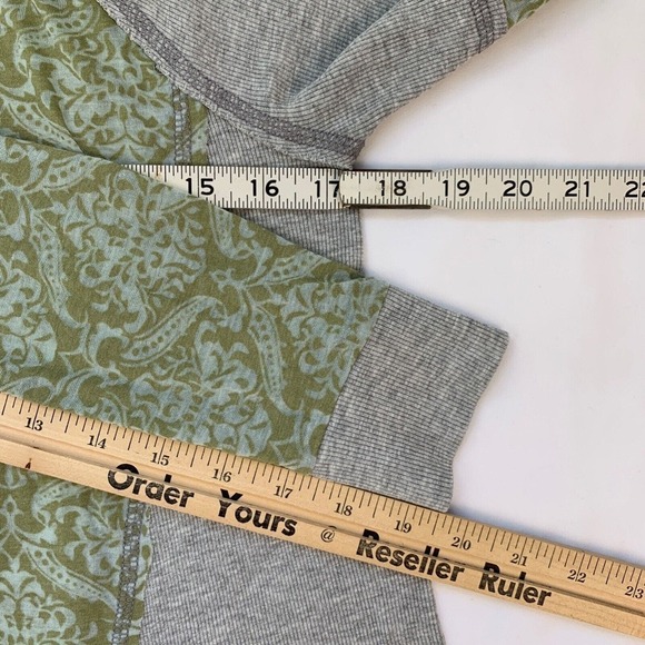 Sundance Burnout Damask Top S Green Long Sleeve Flowy Boho Coastal Y2K - Picture 6 of 8